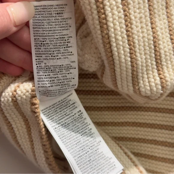 Baby Gap Oatmeal Stripe Teddy Bear Hooded Sweater Jacket 18-24 Months - Picture 7 of 8